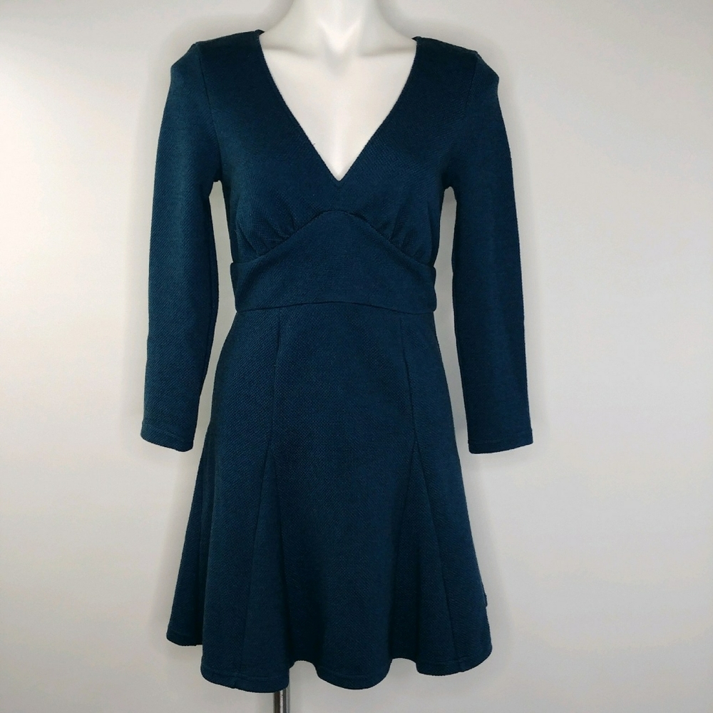 Free People Heartstopper Long Sleeve Dress Blue